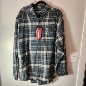 Wolverine Men's Blue and Gray Checkered Shirt